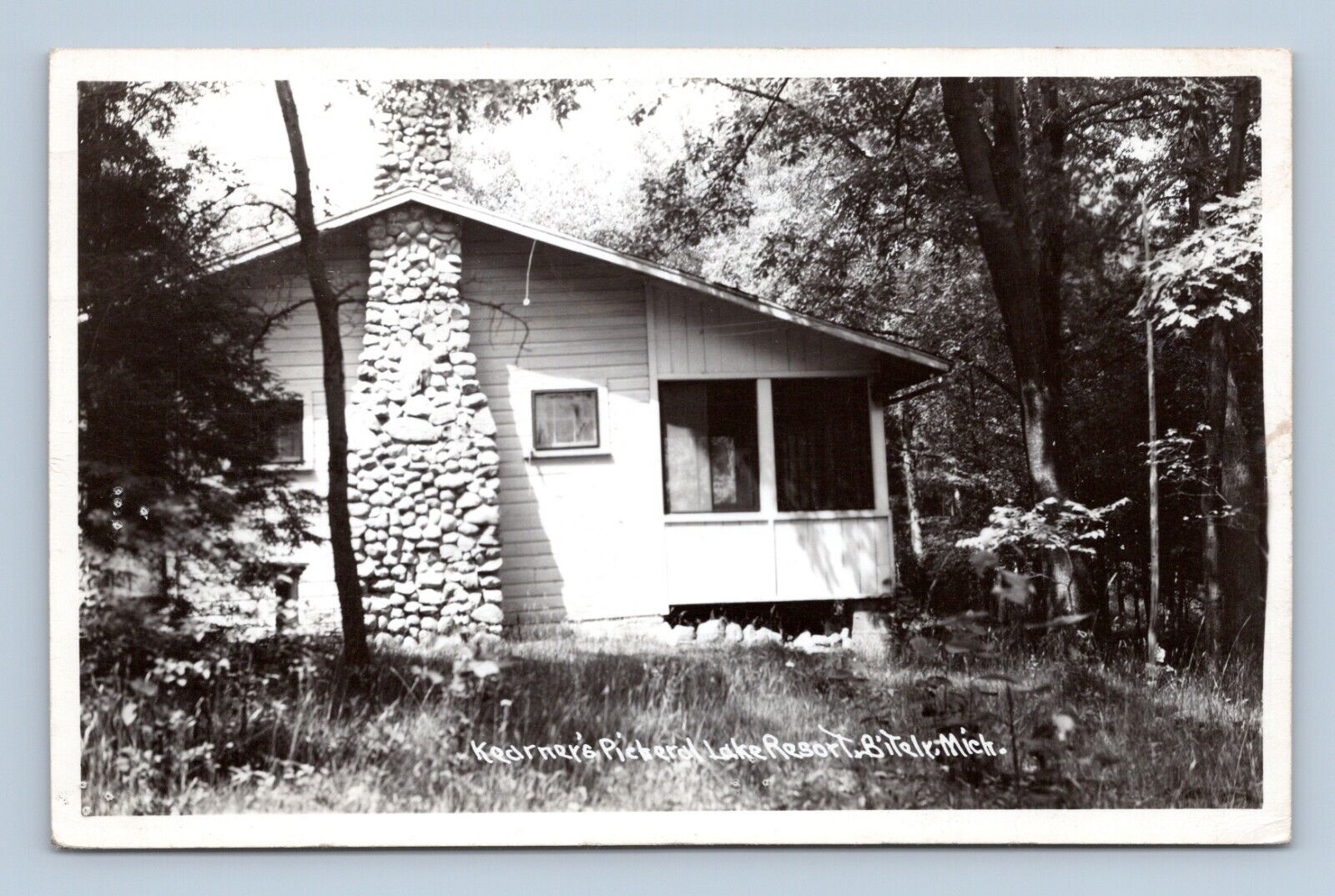 RPPC Becker's Resort Cottage Pickerel Lake Bitely Michigan MI 1956 Postcard O2