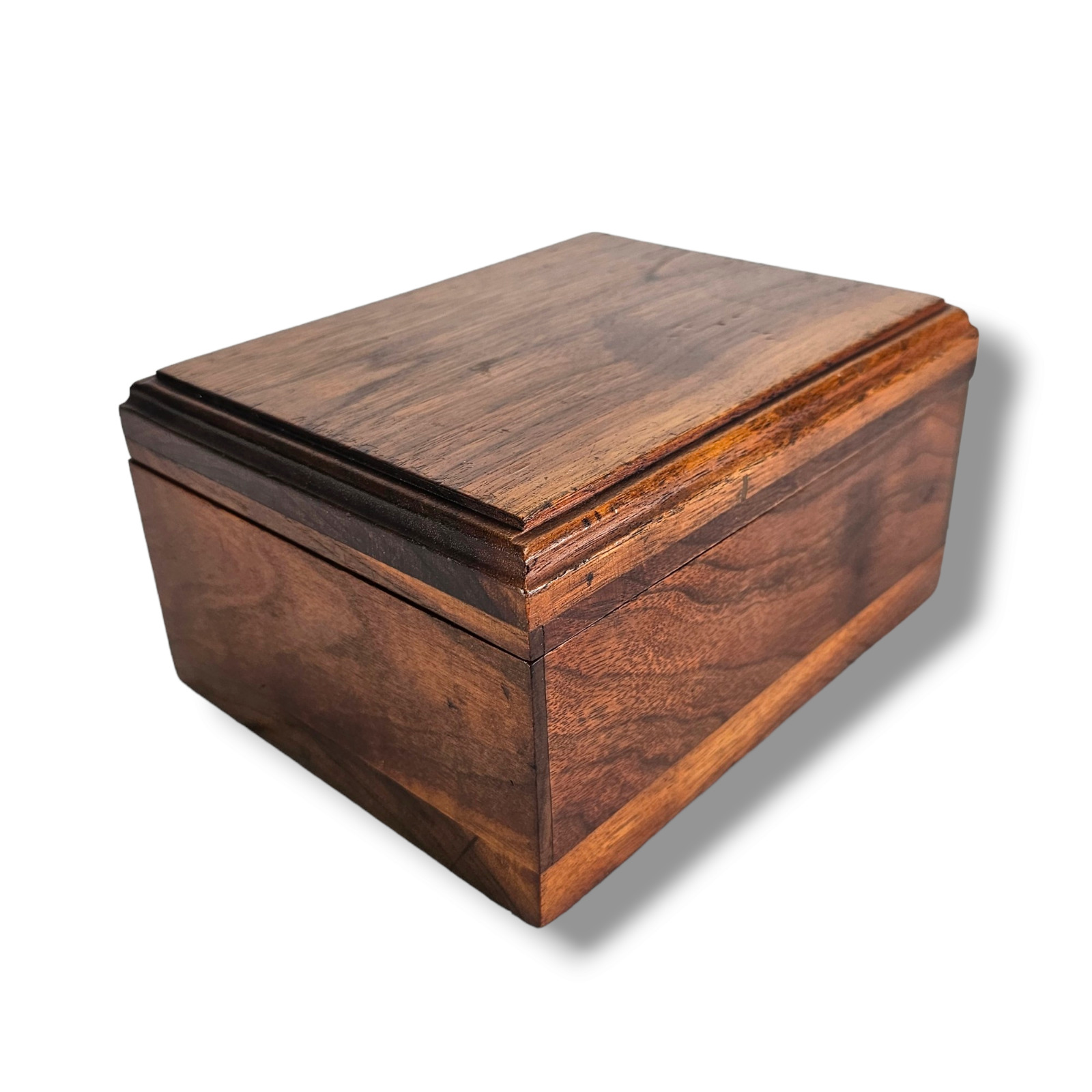 Antique Walnut Handmade Trinket Box Keepsake Box, Men's Jewlery Box
