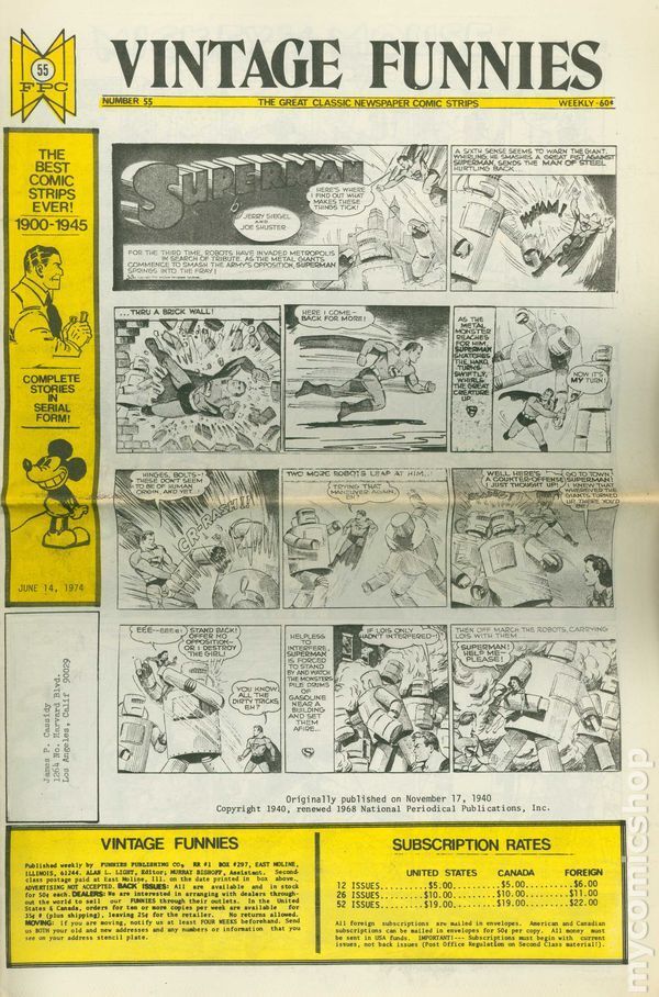 Vintage Funnies #55 NM 9.4 1974 1973 Newspaper Reprints Stock Image