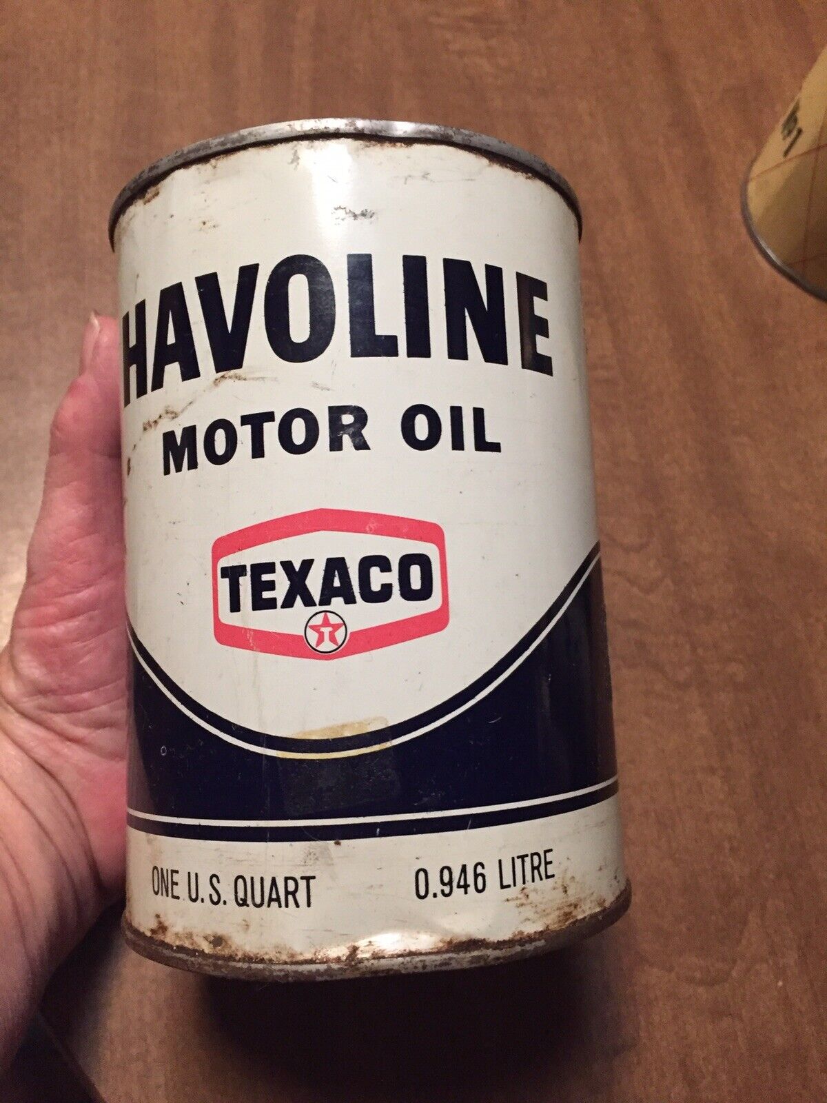 Vintage 1968 Texaco Havoline Metal 1Qt  Motor Oil Can Empty GC Patina 