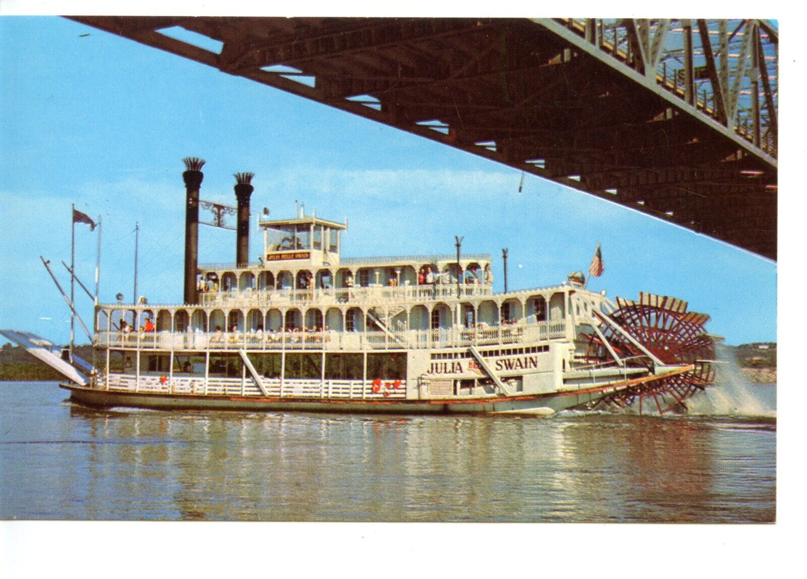 Sternwheel Steamboat SS Julia Belle Swain-Peoria-Illinois-Vintage Postcard