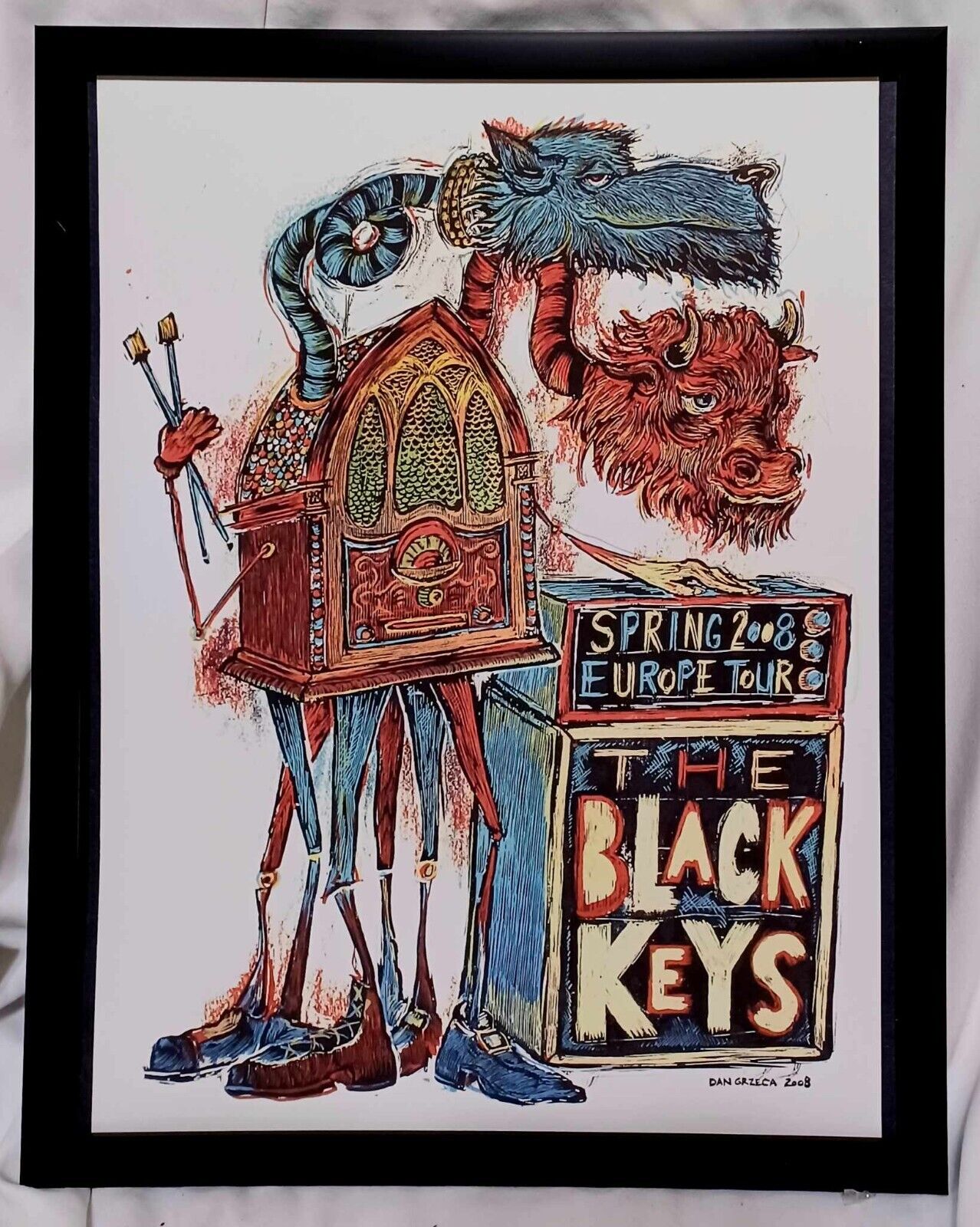 BLACK KEYS 2008 Europe UK 11x14 FRAMED Vintage Concert Tour Poster Art Print