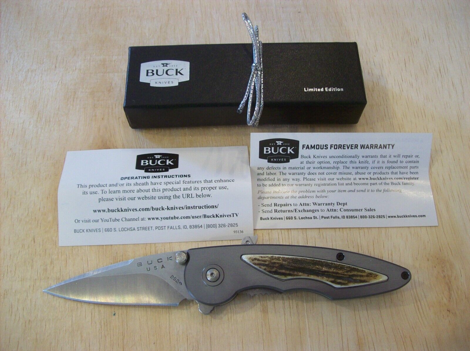 LIMITED EDITION BUCK KNIFE 292 IMPULSE STAG 