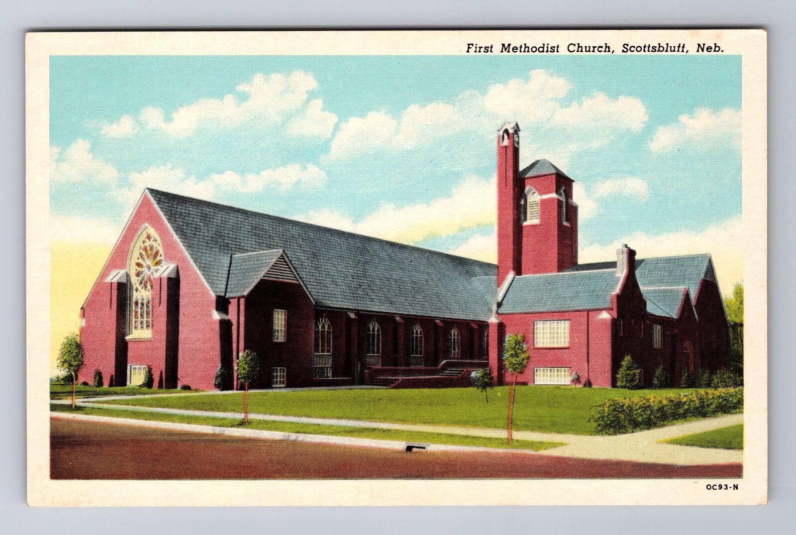 Scottsbluff NE-Nebraska, First Methodist Church, Antique Vintage Postcard
