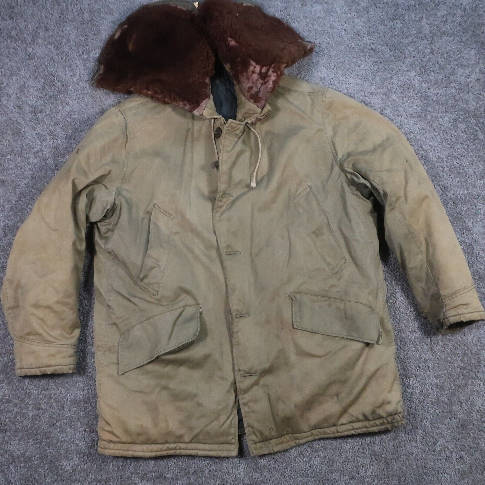 Vintage WWII USAF B-9 Parka Cold Weather Coat Jacket US Military Distressed