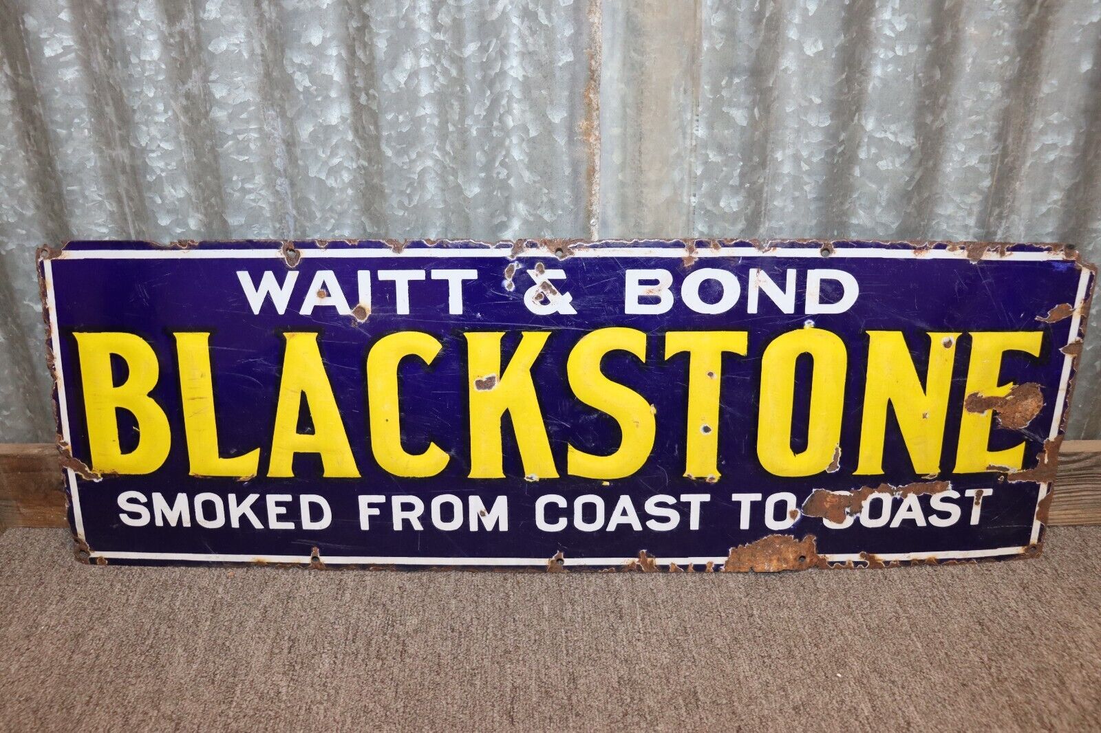 1930\'s Waitt & Bond Blackstone Cigar Embossed Single Sided Porcelain Sign