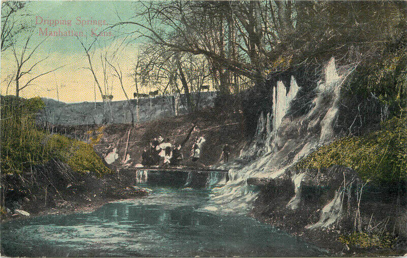 Kansas Manhattan Dripping Springs roadside 1914 Postcard 22-10744