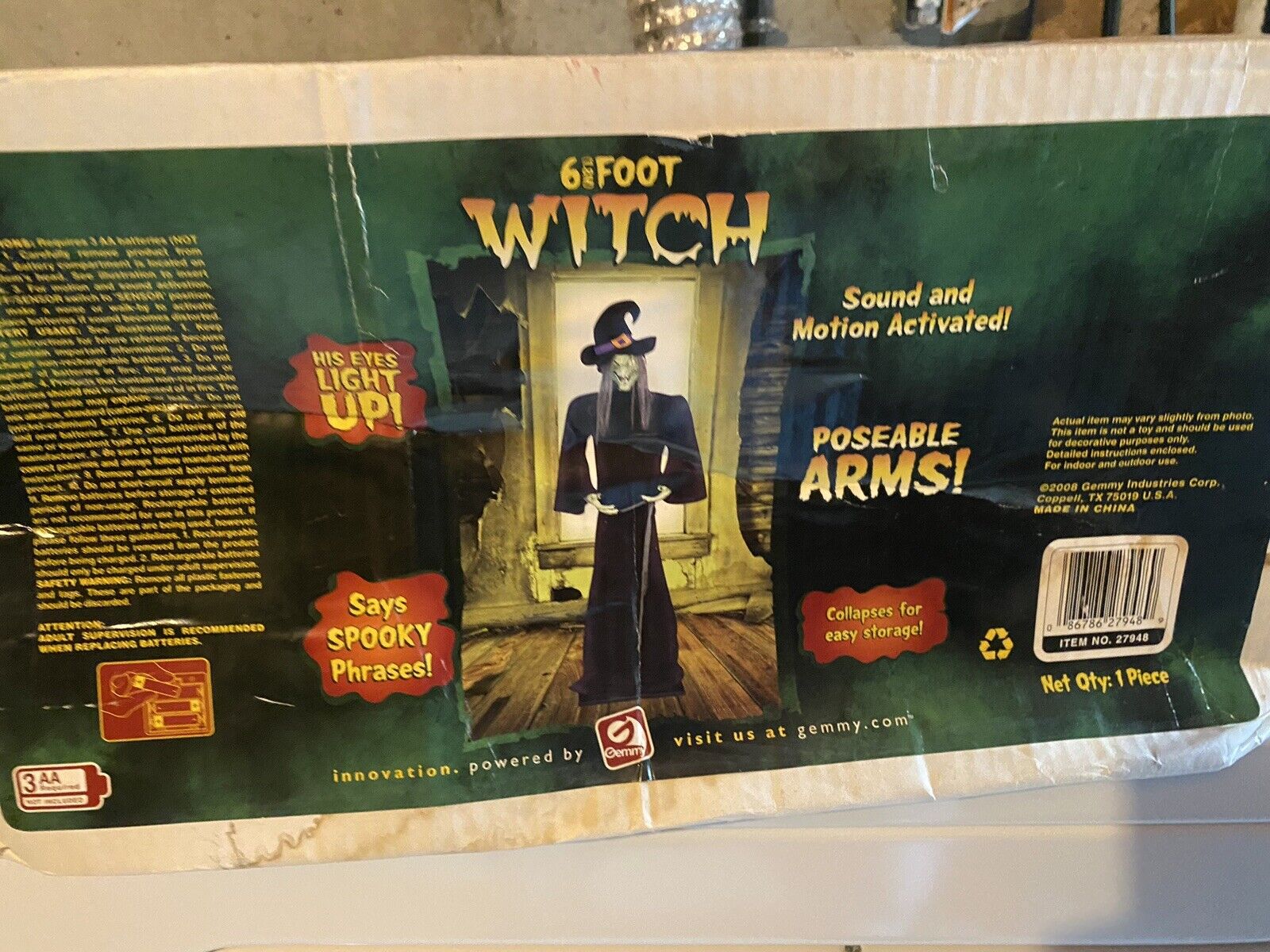 Gemmy 6 FT Witch Battery Operated Fully Works