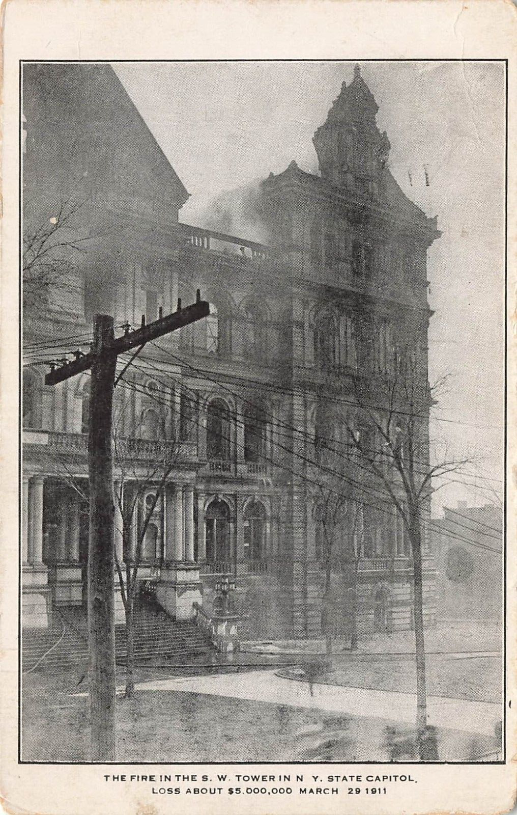 LP22 Albany New York NY State Capitol S.W. Tower Fire 1911 Postcard