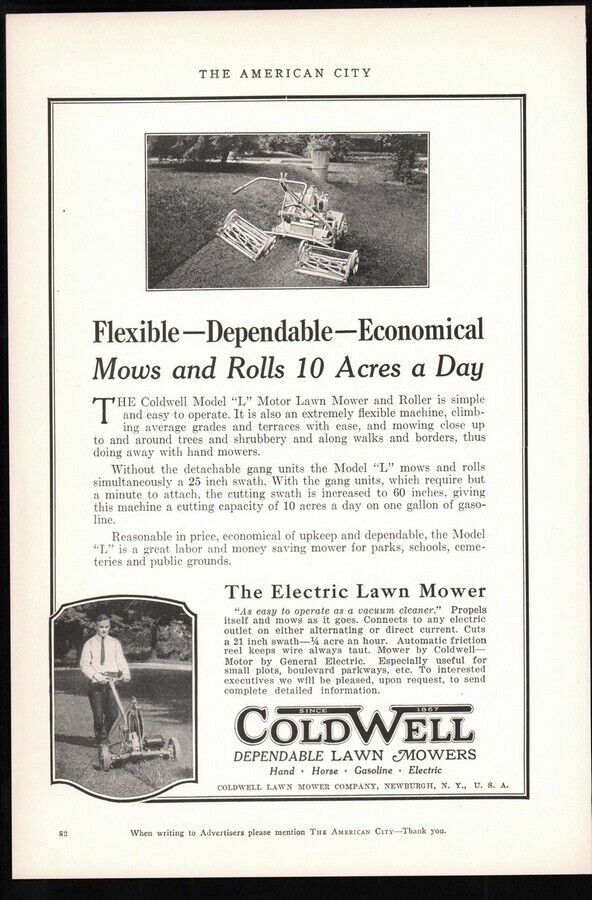 1926 Coldwell Lawn Mowers ad  Model L   Newburgh, NY Vintage magazine  print ad