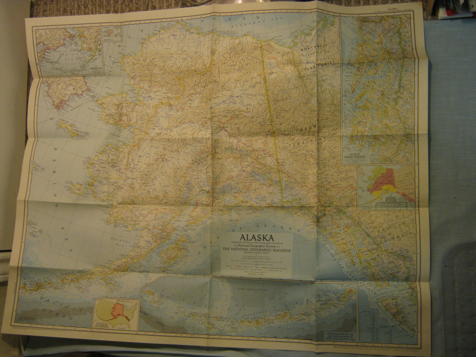 VINTAGE ALASKA MAP National Geographic June 1956