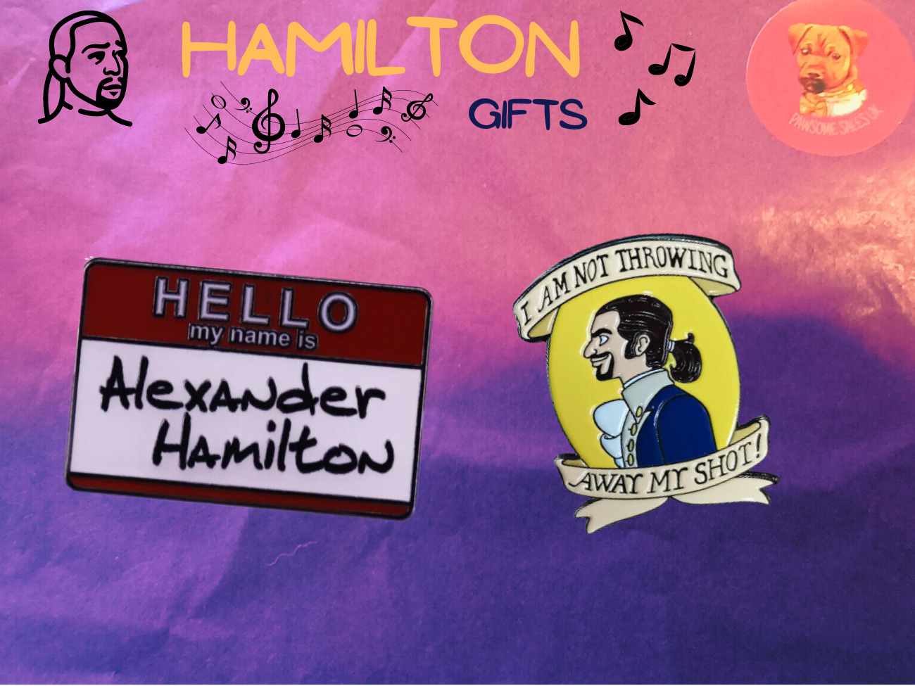 Hamilton - The Musical Pins Gift Show badge Enamel pins - 2 Pack