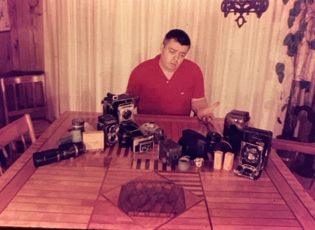 C1960s Slide Photo Man Looking Puzzled At Camera Collection Kodak Rolleiflex