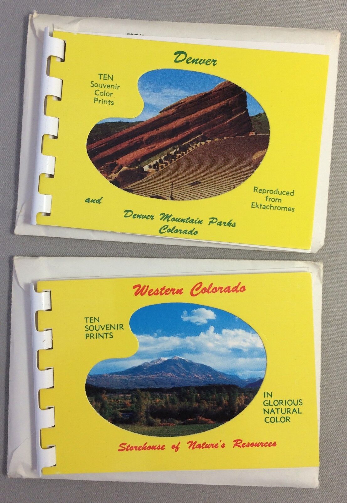 2 1950s-60s Vintage Orgl COLORADO Postcard Souvenir Mailer DENVER & Western Colo