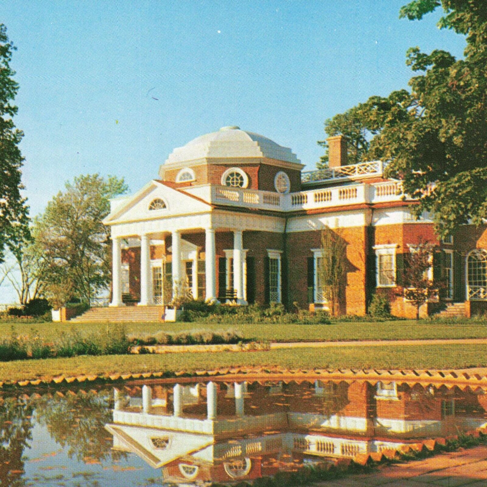 Monticello Charlottesville Virginia VA Thomas Jefferson Fish Pond UNP Postcard