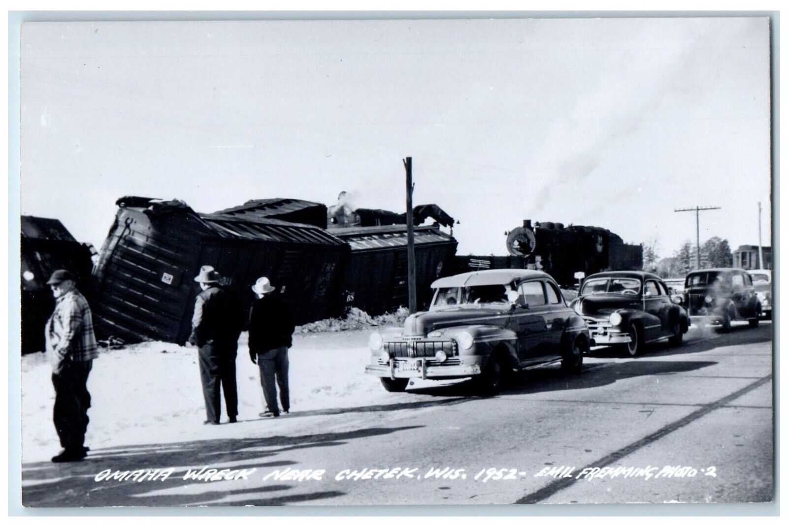 c1940\'s Omaha Wreck Derailment Chetek WI RPPC Photo Unposted Vintage Postcard