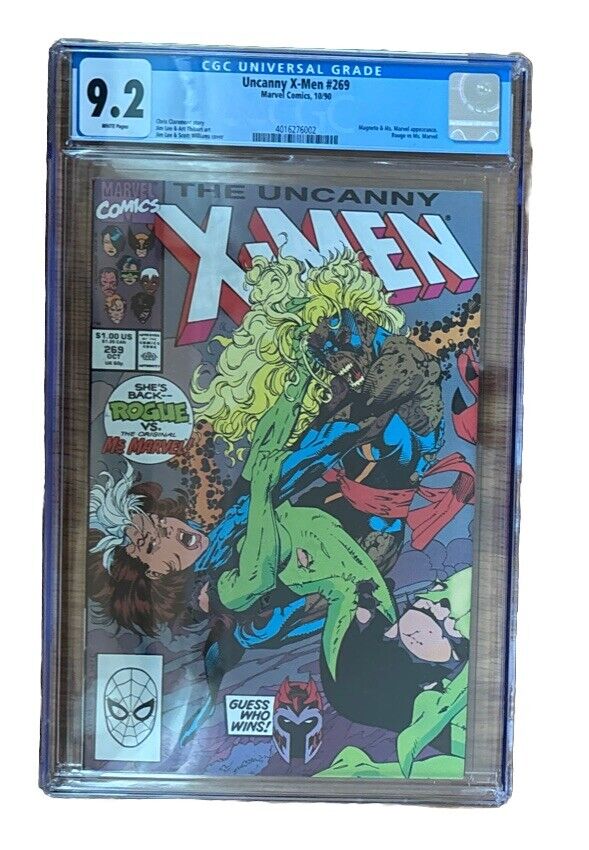 Uncanny X-Men #269 CGC 9.2 NM- WHITE Marvel 1990 Key Magneto Ms. Marvel Rogue