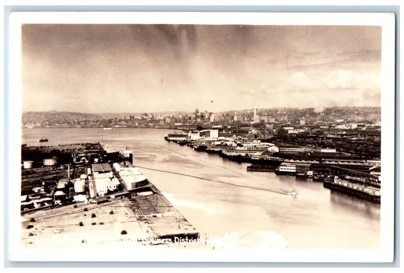 Seattle Washington WA Postcard RPPC Photo Waterfront & Business District c1940\'s