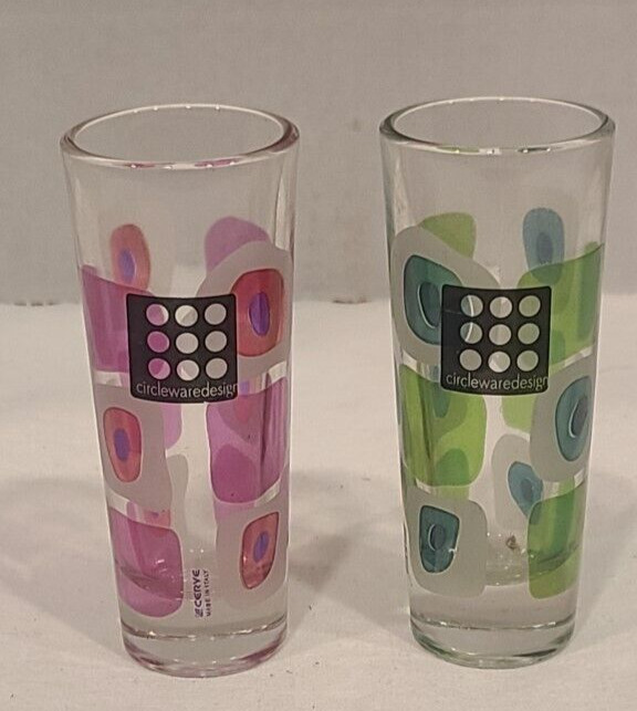 Circleware Design Shot glasses Cerve Italy NWT Abstract Pattern Set of 2 4\