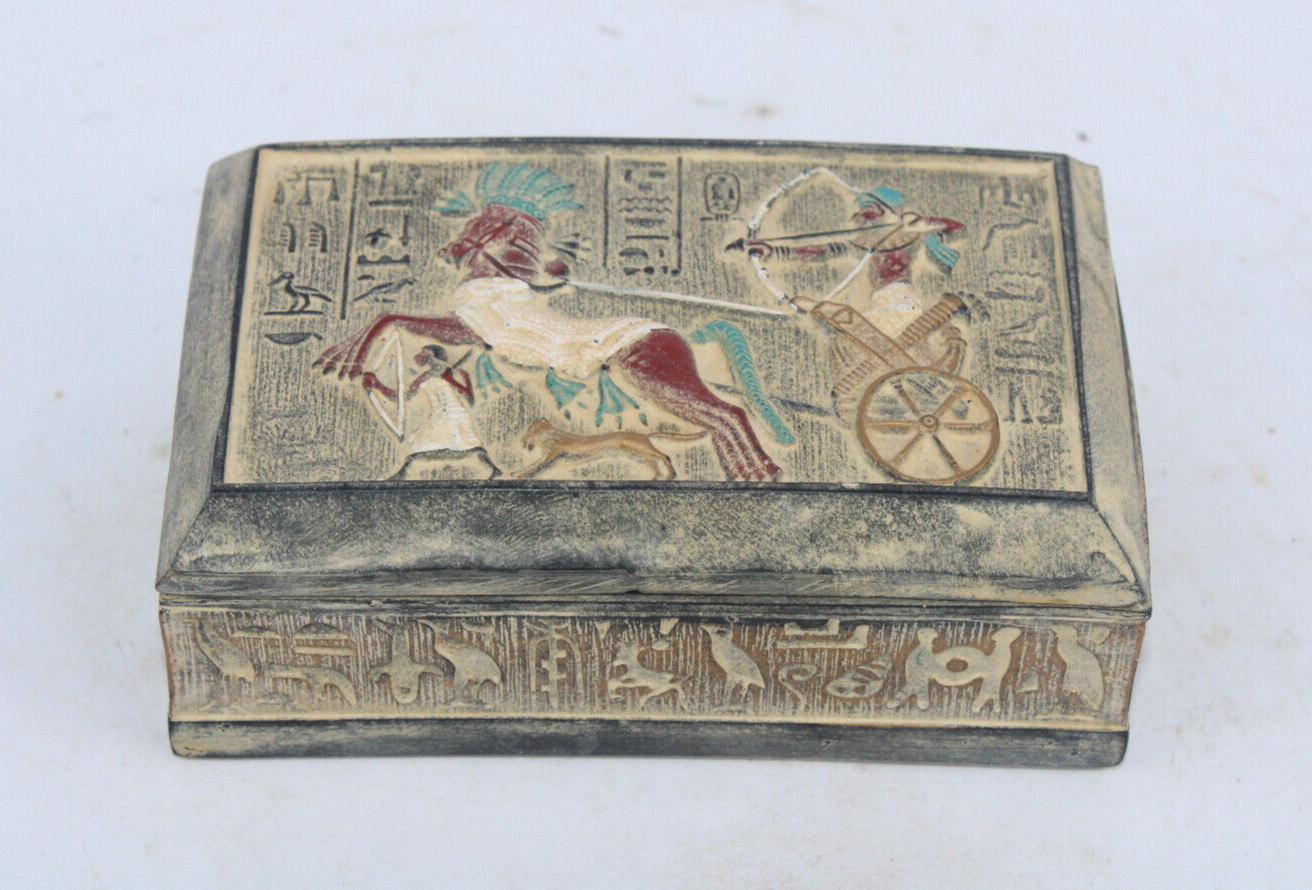 ANCIENT EGYPTIAN BOX Great King Ramses II Hunting -EGYCOM