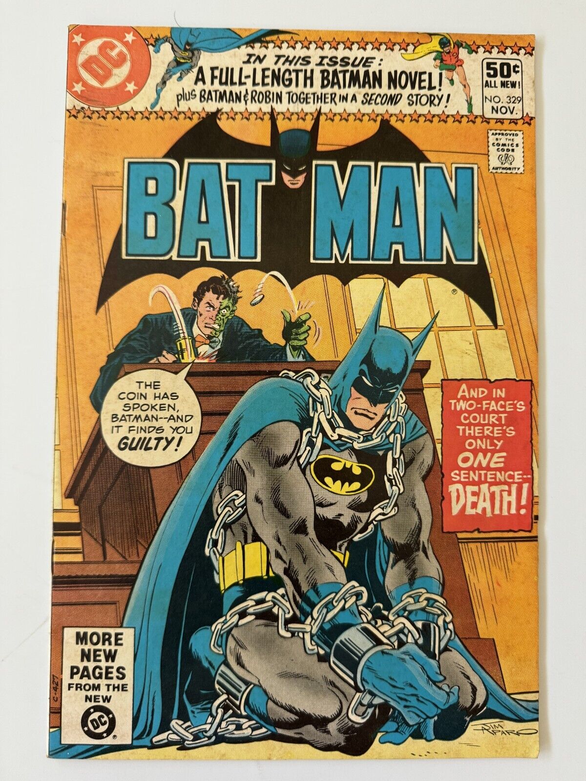 Batman #329 FN Vintage Two-Face vs The Dark Knight, Classic Jim Aparo  (1980)