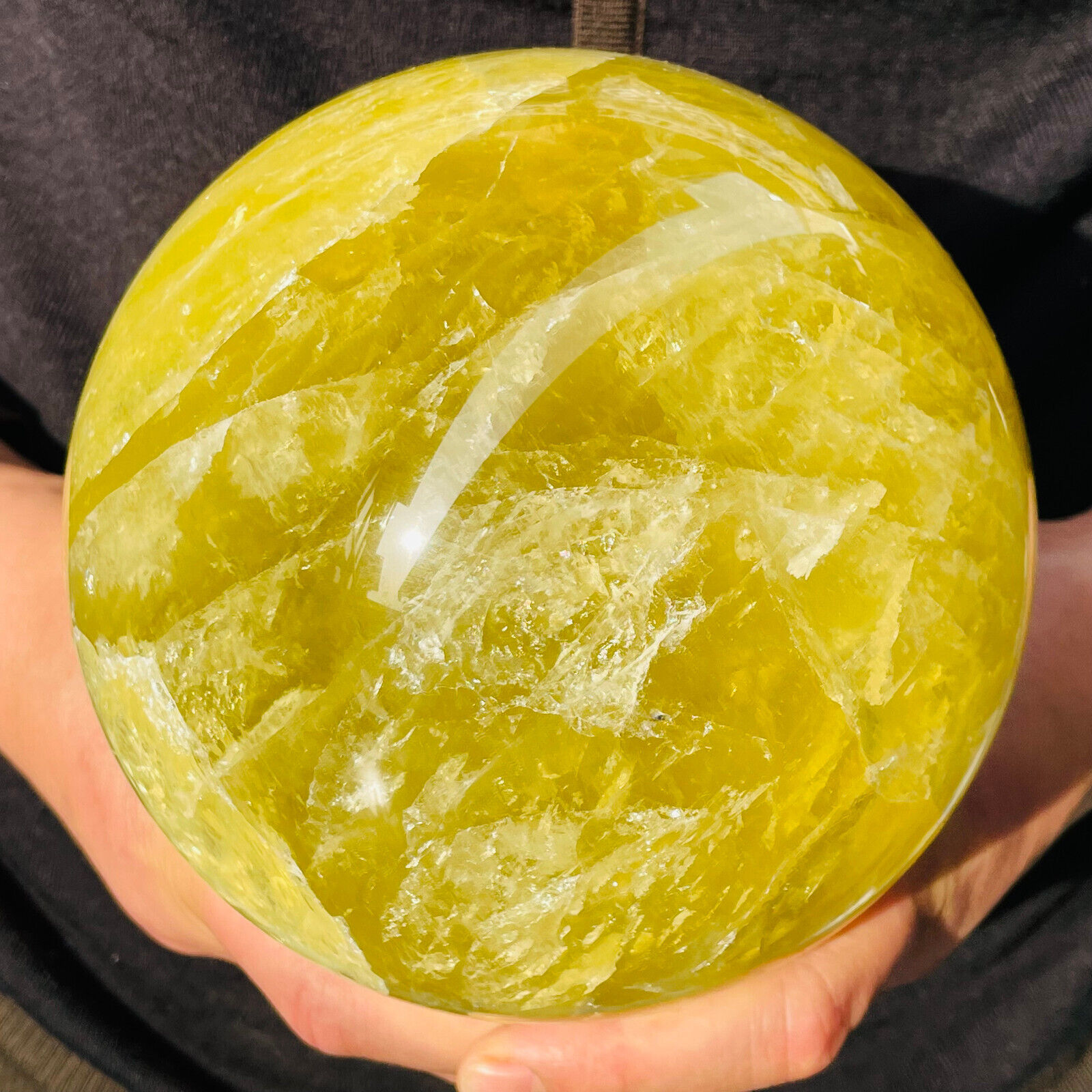 8.88LB TOP Natural citrine Quartz ball carved Crystal Sphere gem reiki Healing