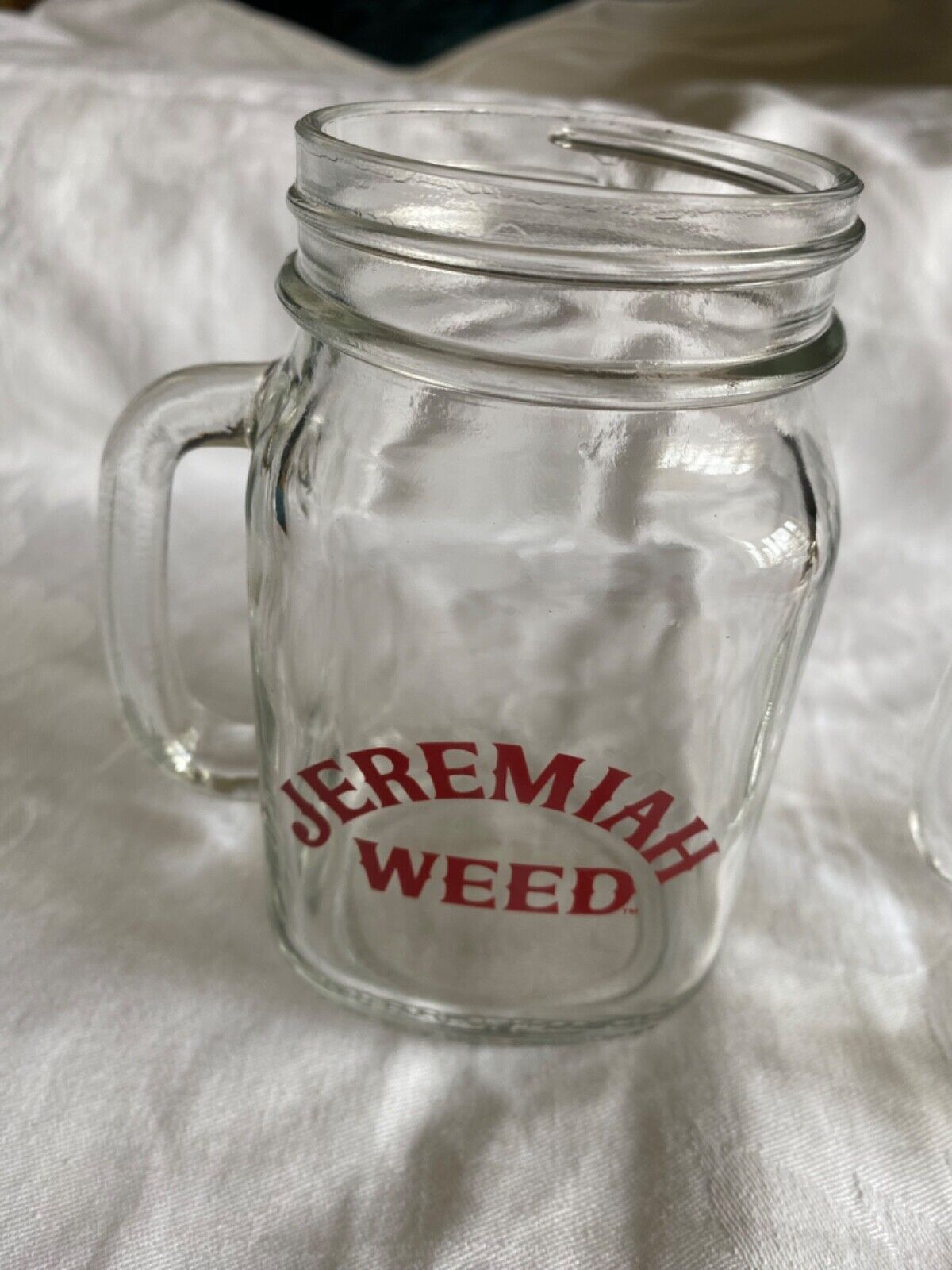 Brand New Jeremiah Weed Bourbon Whiskey 16oz Jam Jar Glasses with Handles