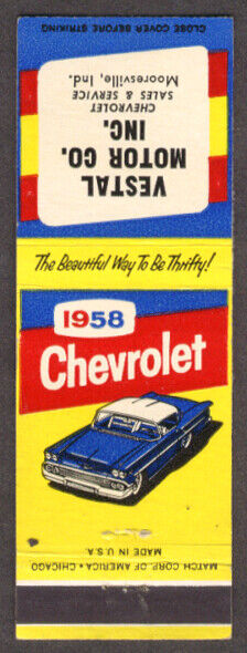 1958 Chevrolet Impala Vestal Mooresville IN matchcover