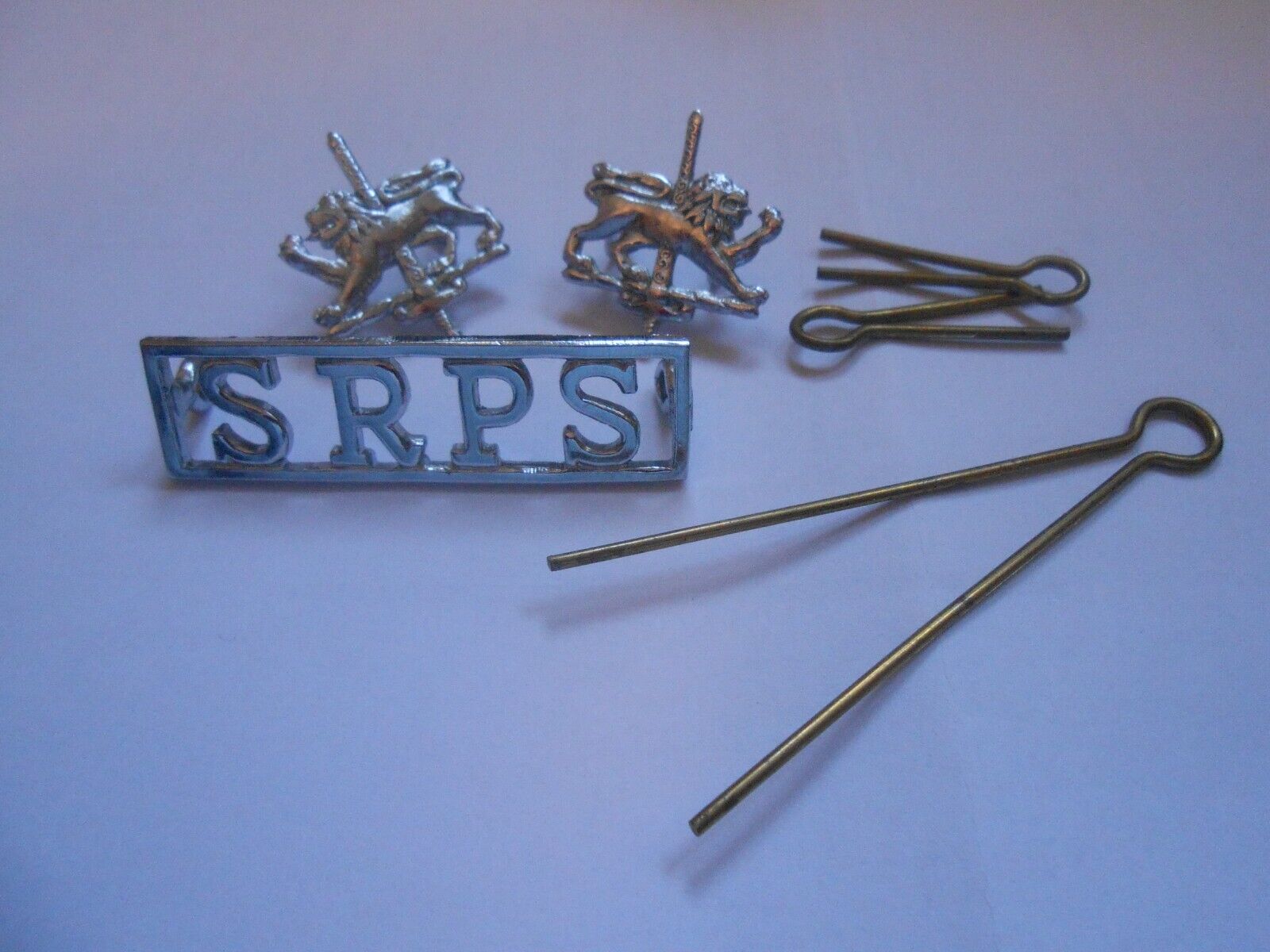 SRPS Southern Rhodesia  Prison Service    collar badges and one  shoulder title