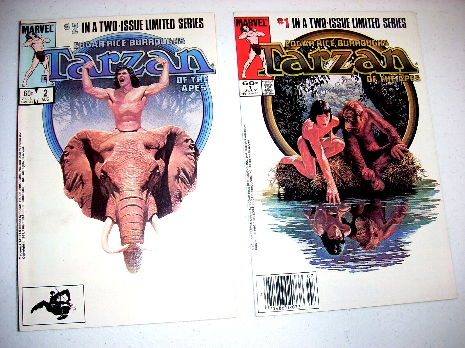 TARZAN #1 and #2 LIMITED SERIES (#1 is a NEWSSTAND VERSION) Marvel Comics 1984