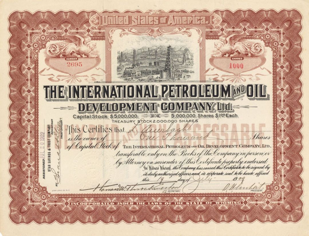 International Petroleum and Oil Development Co., Ltd. - Stock Certificate - Oil 