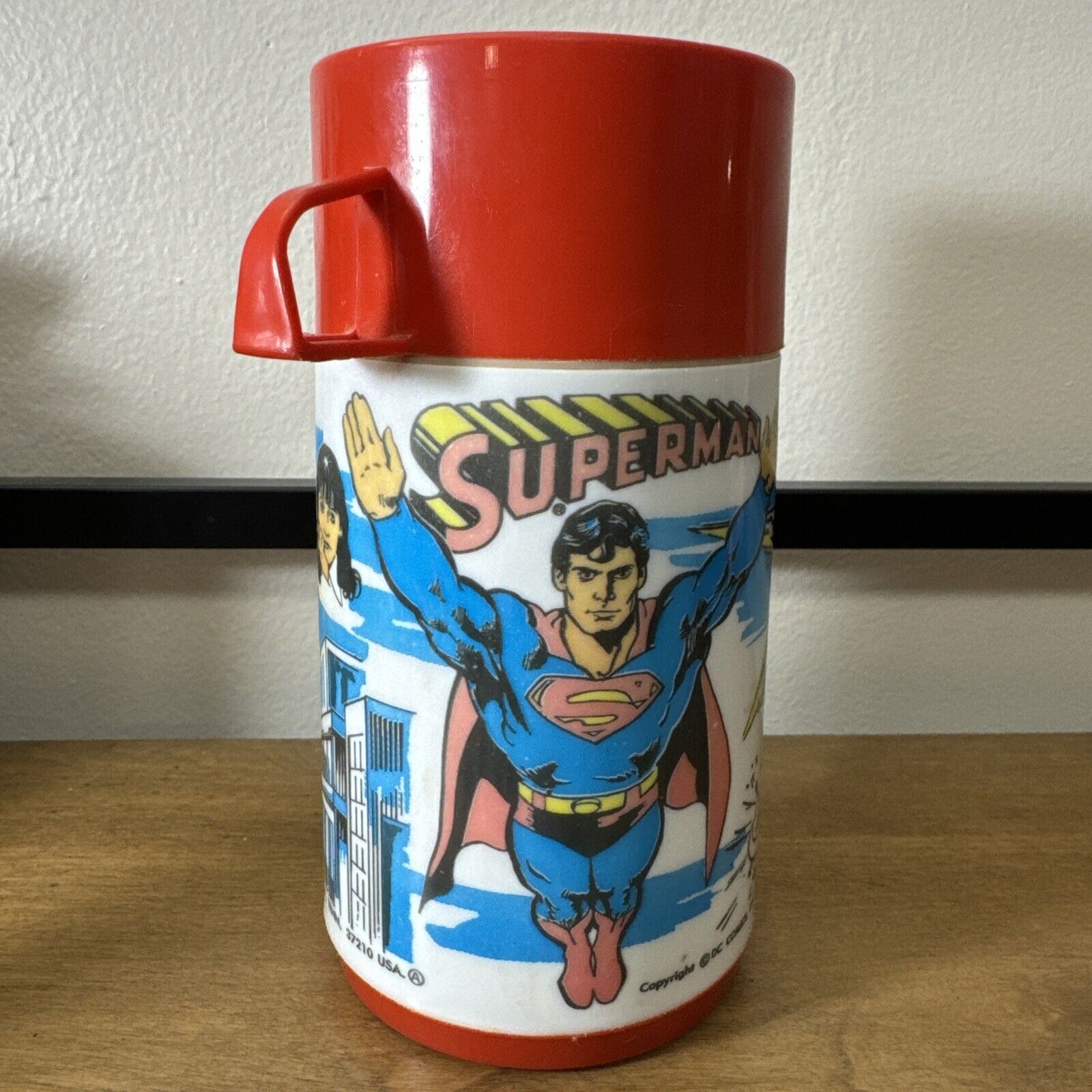 Vintage 1978 Superman Movie DC Comics Aladdin Red Plastic Thermo Bottle