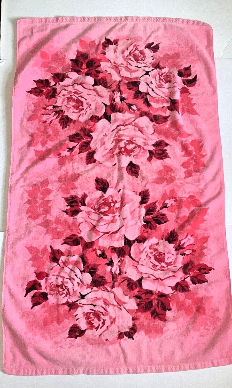 Bath Towel Pink Roses Vintage \