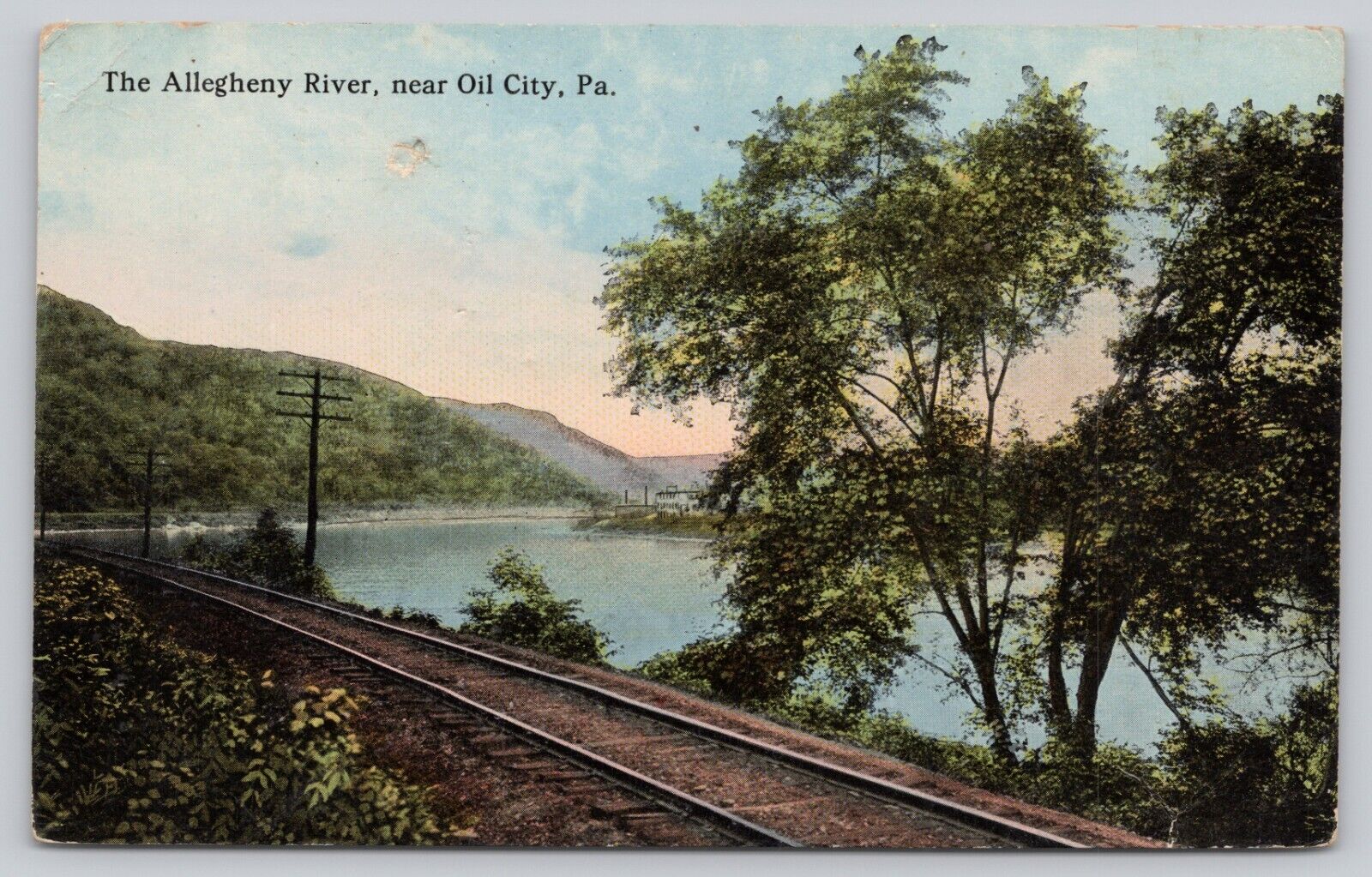 Postcard Oil City Pennsylvania The Allegheny River from Railroad Tracks