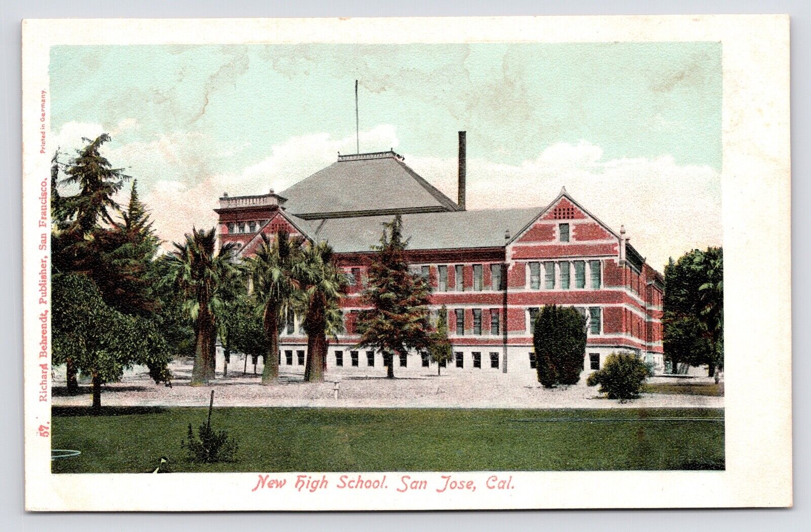 c1900s~San Jose California~High School~Pre Earthquake~Washington Square~Postcard
