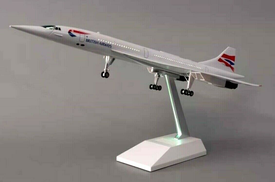 British Concorde with LED Cabin Lights Large Display Plane Model  Airplane 50cm