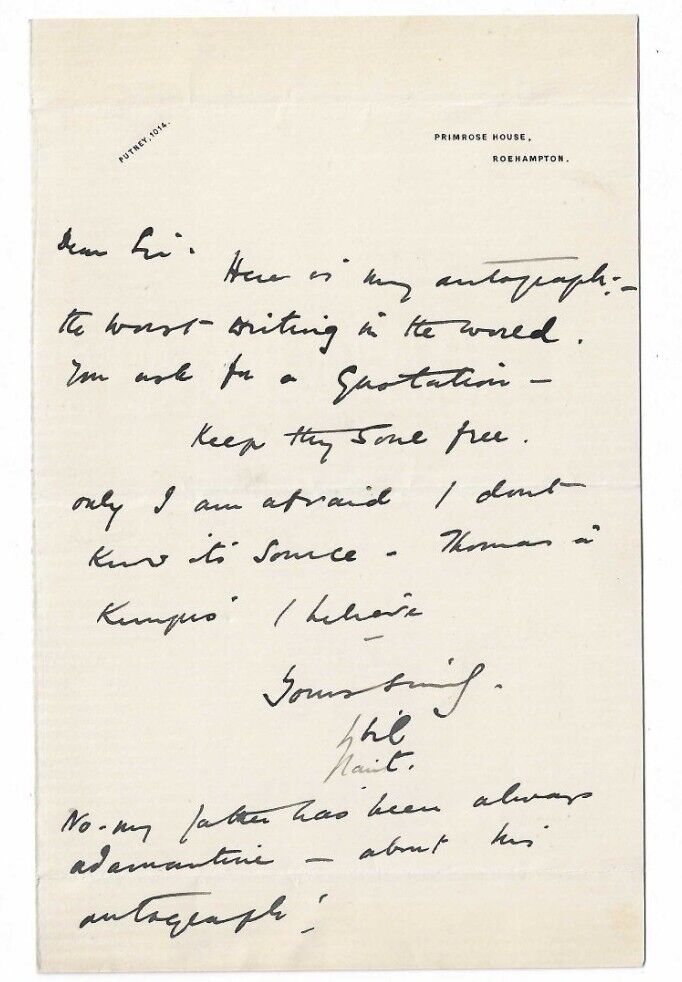 Lady Sybil Grant Handwritten Signed Letter Rothschild Primrose Roseberry Antique