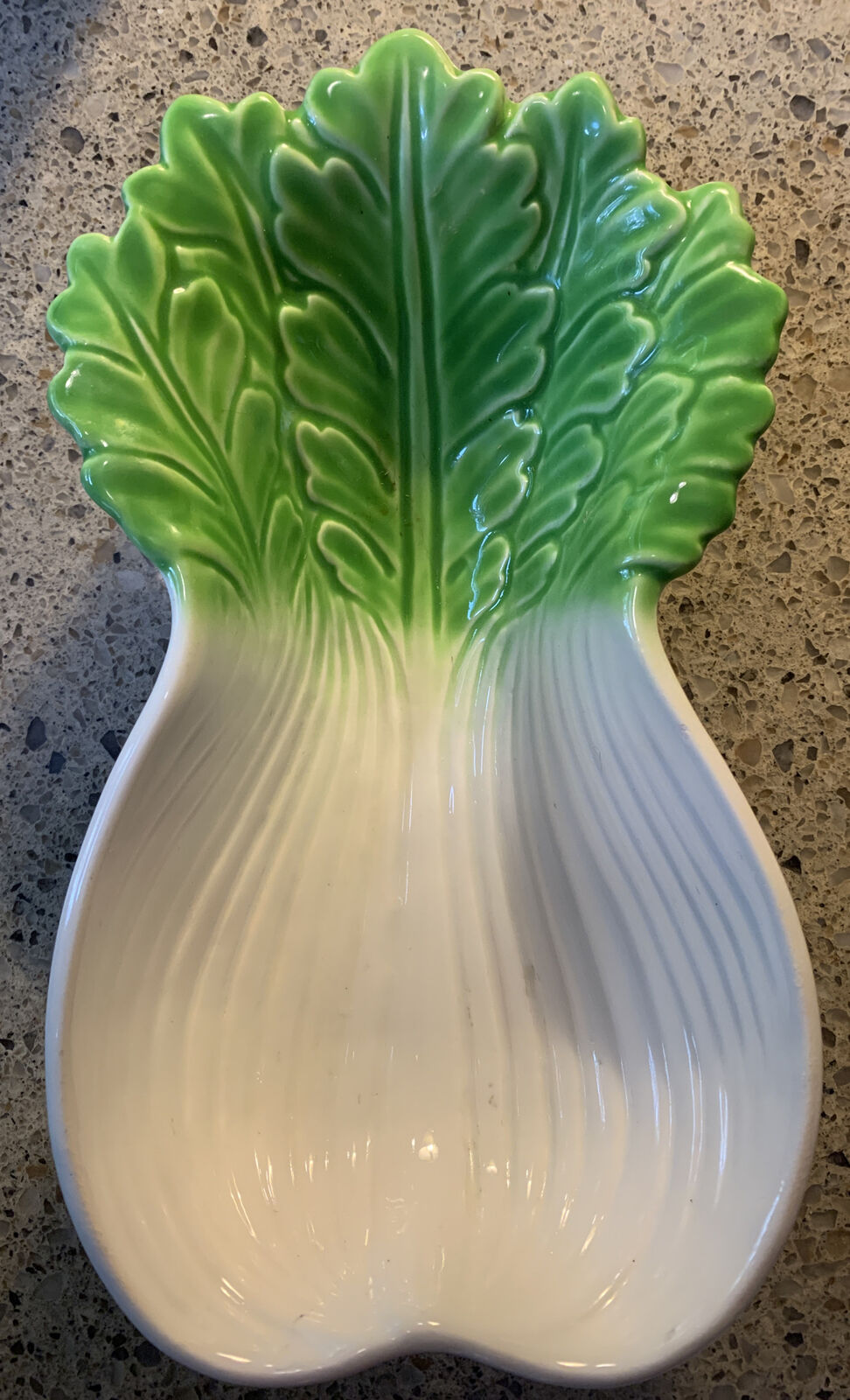 Celery, Bok Chou Shaped Ceramic Dish Vintage Japan Vegetable Bowl Great Shape