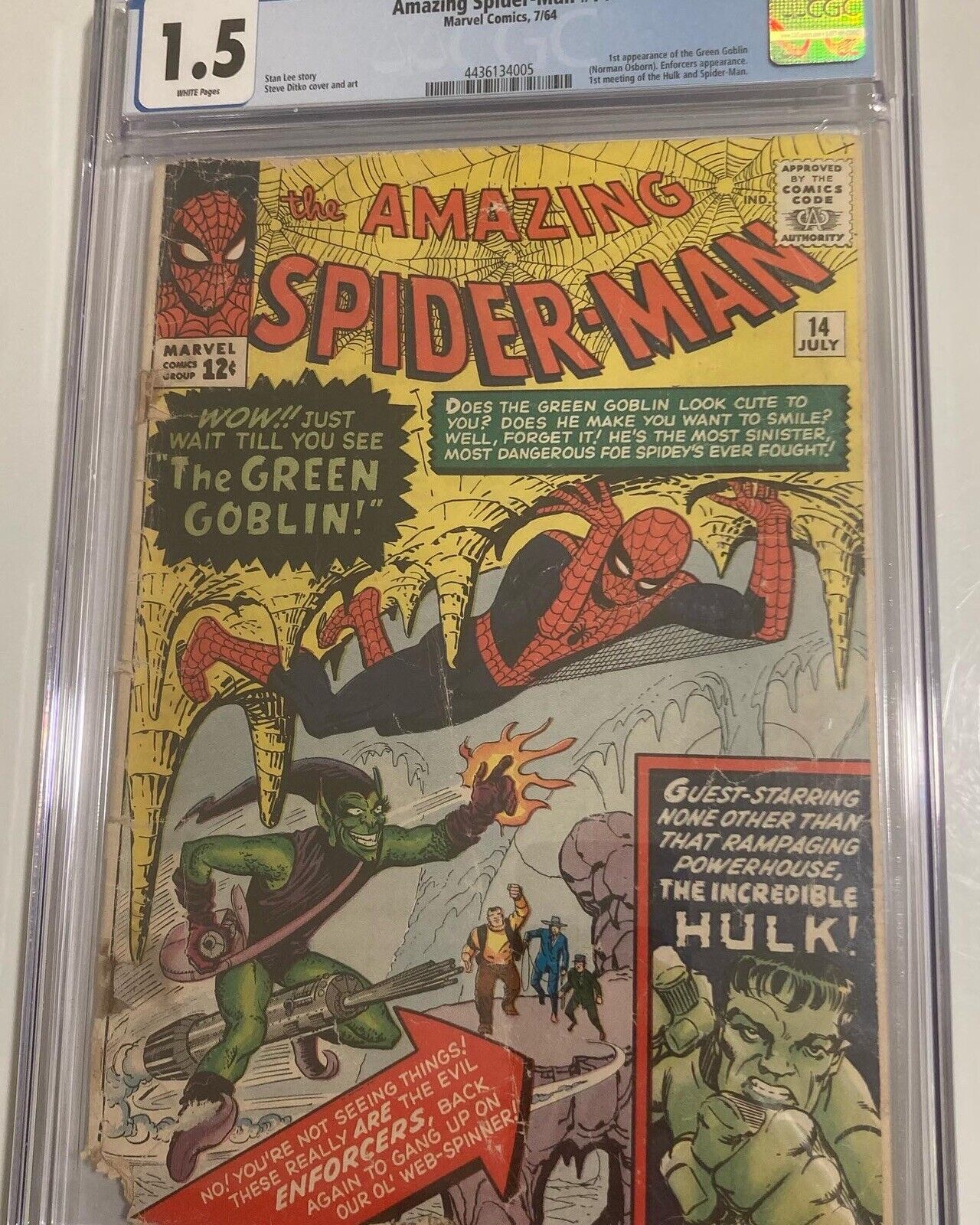 Amazing Spider-Man #14 1st App. Green Goblin CGC 1.5 White PGS❄️❄️❄️