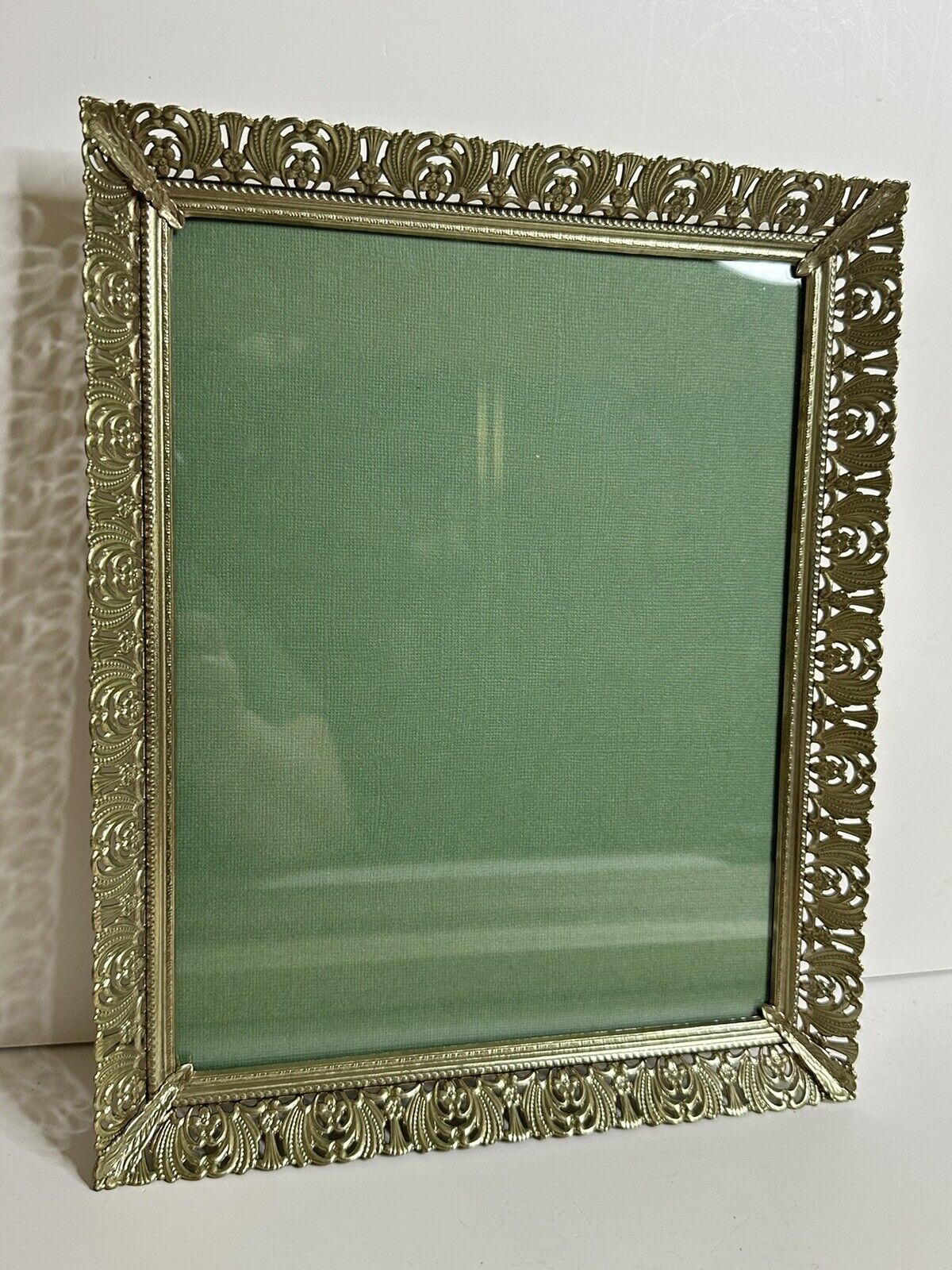Vintage Gold Filigree Metal Picture Wall Frame 11.5” x9.5” 