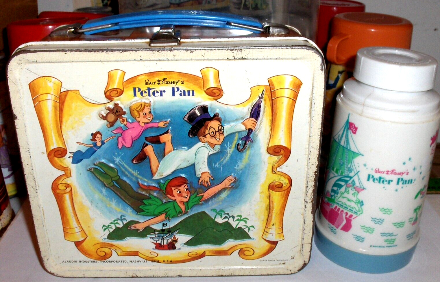 WALT DISNEY-PETER PAN-1969-Aladdin Industries.Lunch Box With Thermos- 