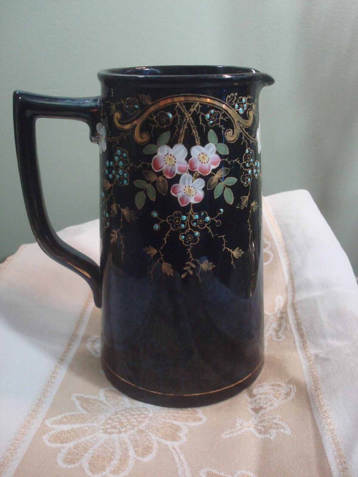 Vintage Chatsworth Pottery China Pitcher Tankard Made in England Hand Painted