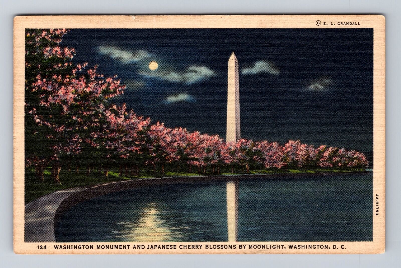 Washington DC, Washington Monument by Night, Antique Vintage Souvenir Postcard