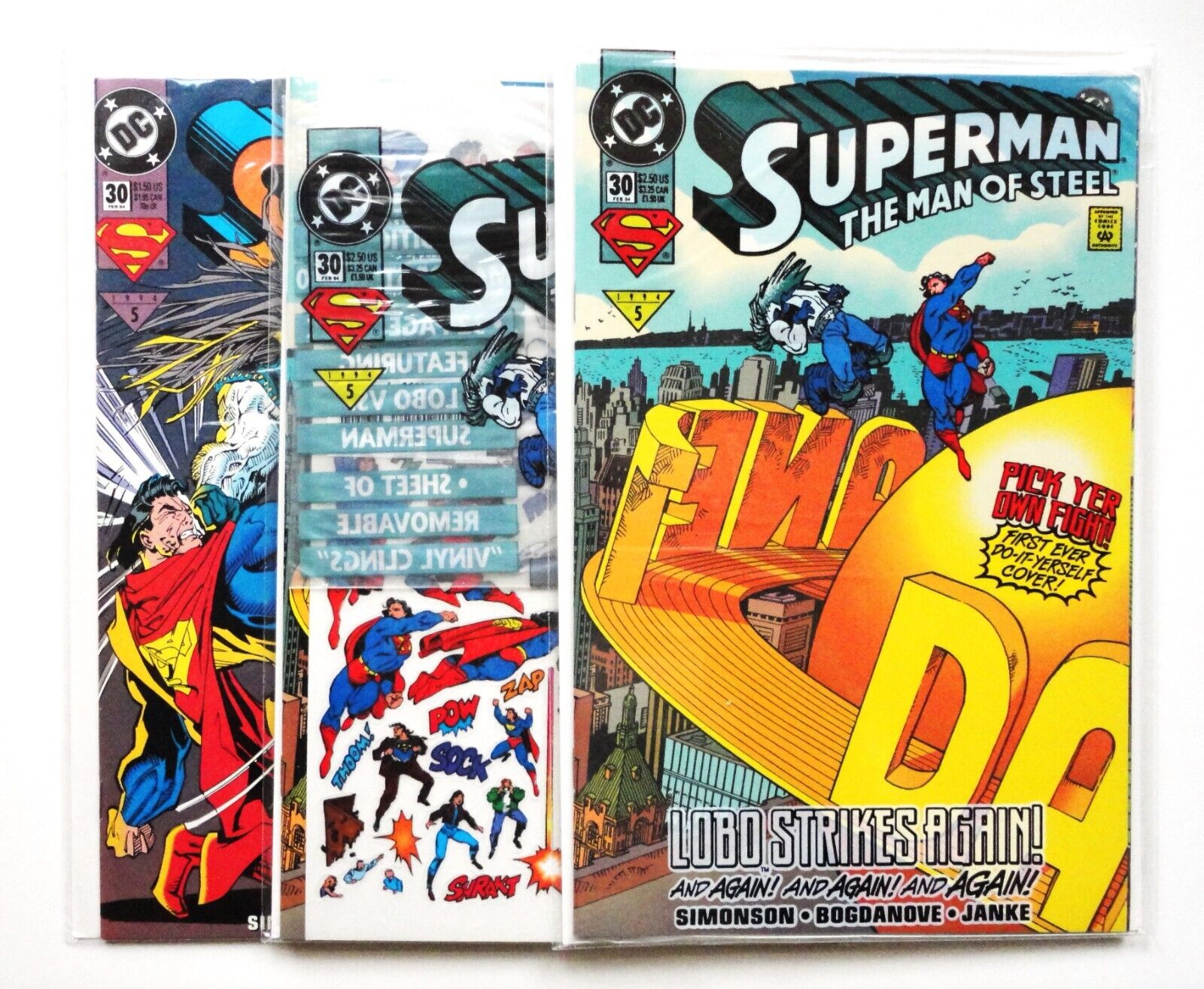 SUPERMAN MAN OF STEEL - #30 x 3: Polybagged (sealed & open), Direct Edition NM-M