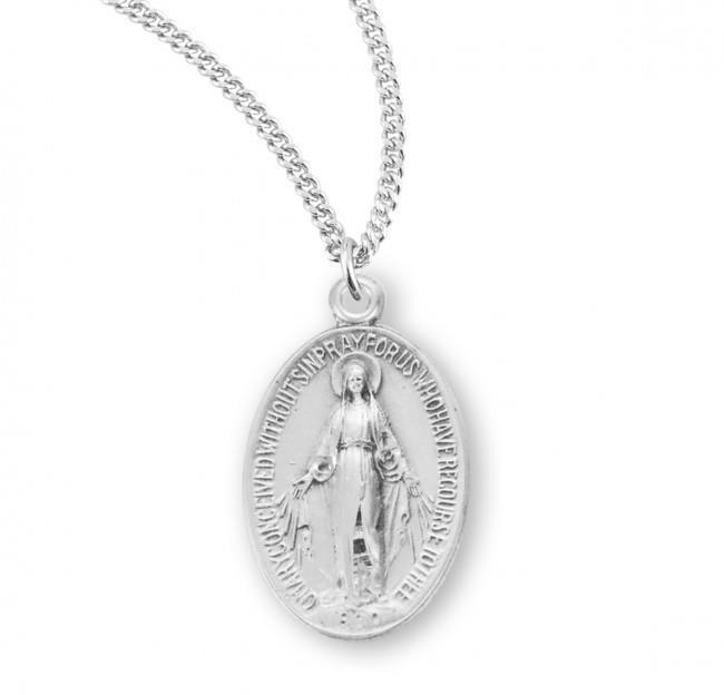 Beautiful Sterling Silver Oval Miraculous Medal Size 0.8in x 0.5in