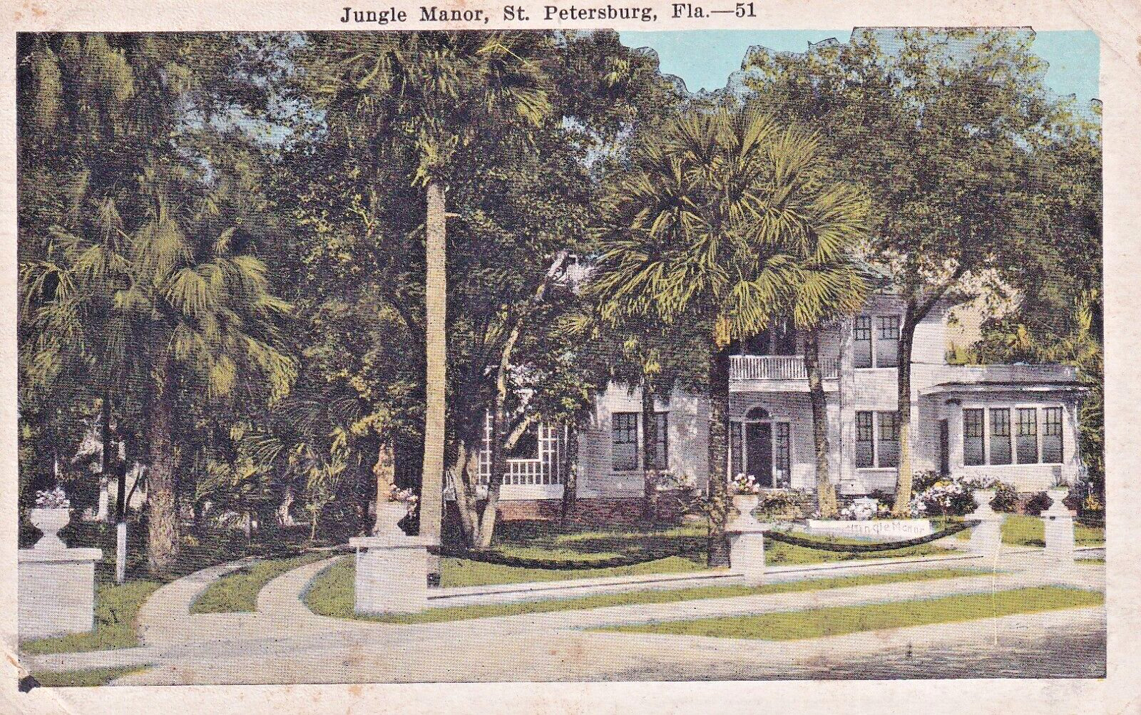 Postcard FL St Petersburg Florida Jungle Manor I6