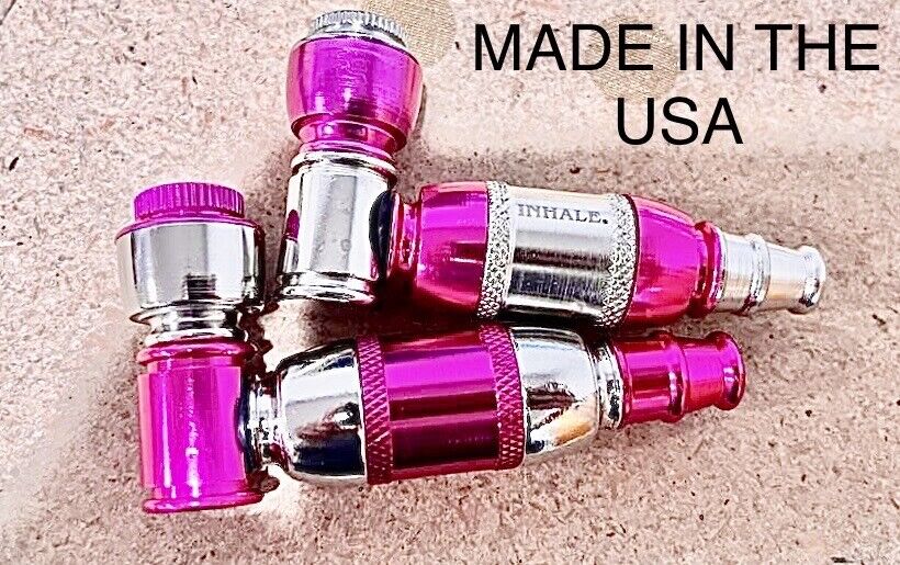 (((Set Of 2))) AMERICANPIPES(tm)Collectible Tobacco Smoking Pipes PINK/CHROME