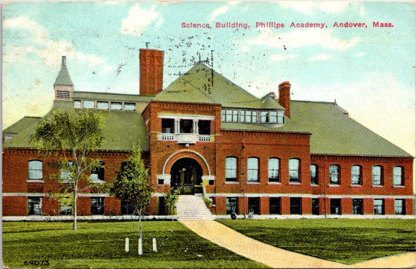 Postcard 1919 Phillips Academy Science Building Andover Massachusetts B140