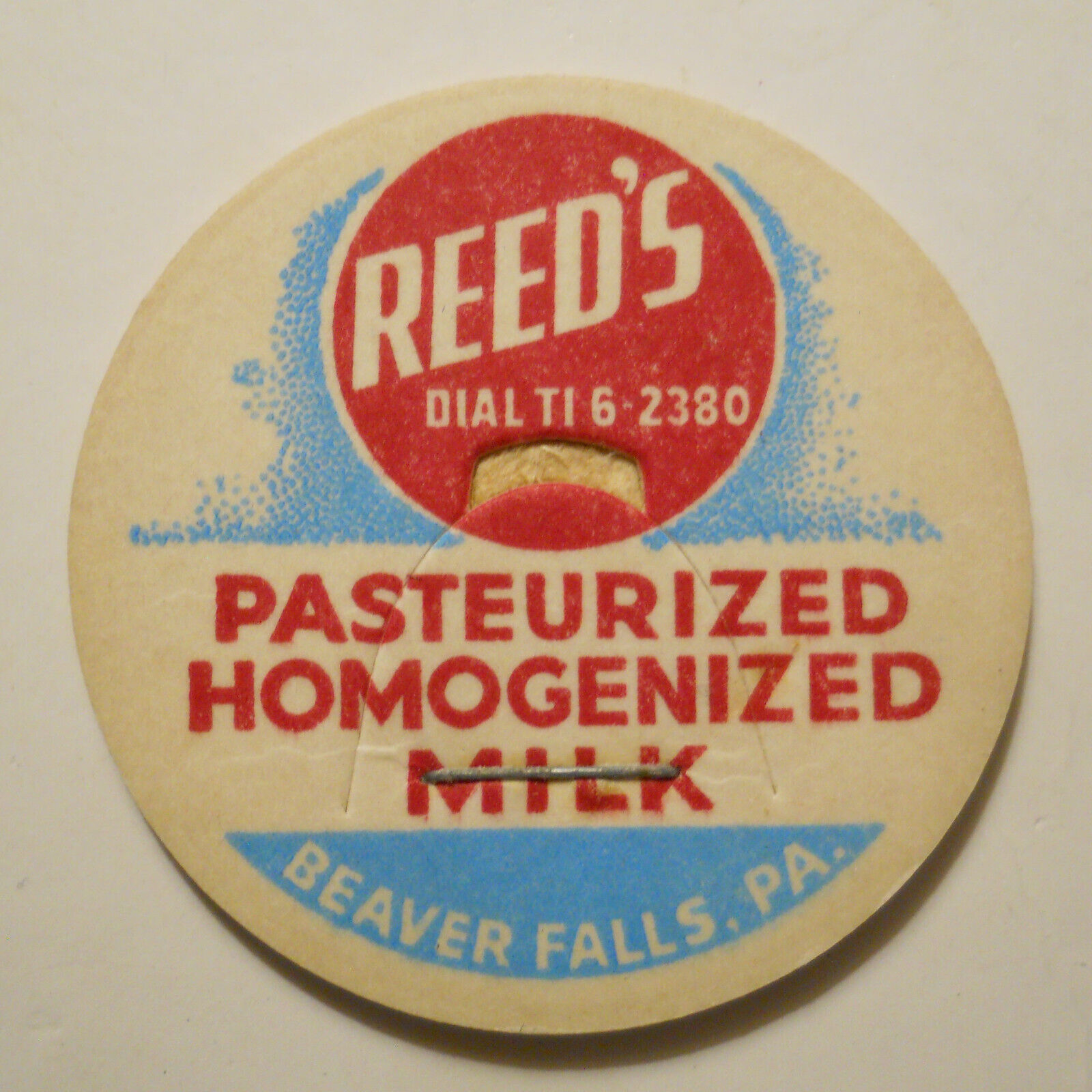 Reed's Dairy (Beaver Falls, Pennsylvania) Milk Bottle Cap