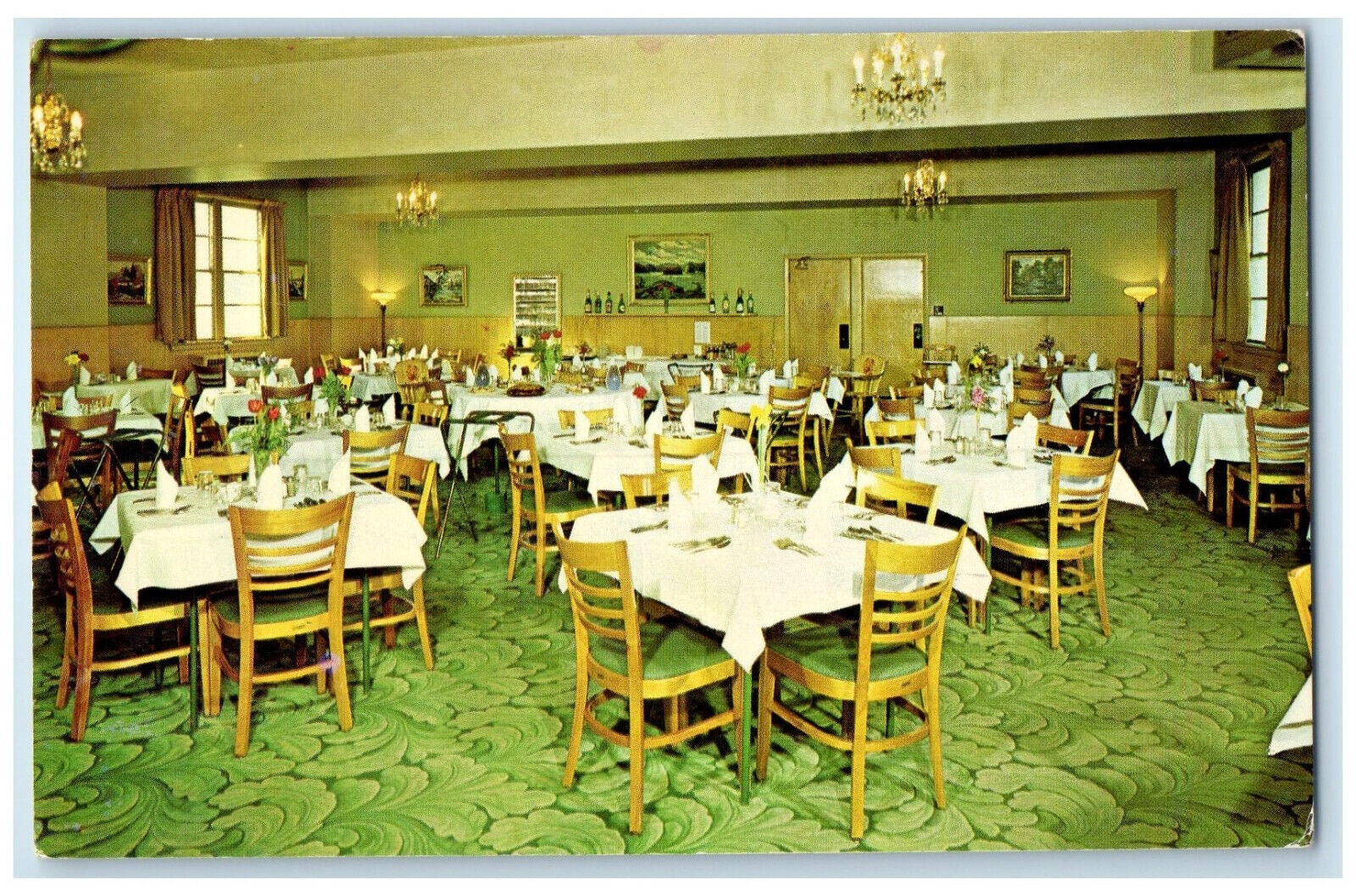 c1960\'s Dining Room Collins Motor Hotel Dundas Ontario Canada Vintage Postcard
